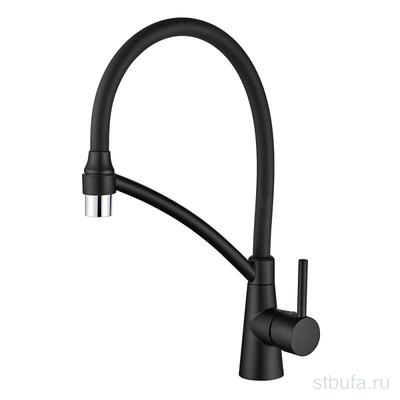 Смеситель для кухни LEDEME L4399B-2 с силиконовым изливом, латунь, черный (1/10)