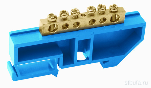 Шина нулевая  N  6*9, 10 групп на DIN-рейку с изолятором, стойка большая. TDM (20)