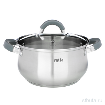 Кастрюля 20х11,5см. 3,6л. со стекл. крышкой, индукция VETTA Вена