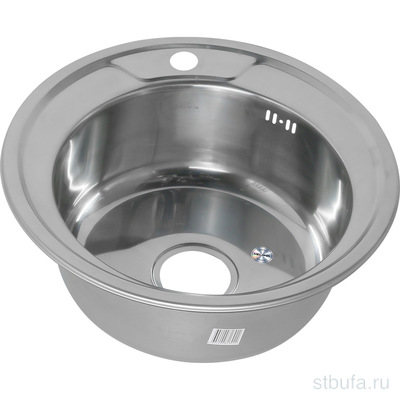 Мойка врезная круглая 490 0,8/180  3 1/2+сифон MELANA