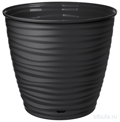 Горшок для цветов 1,5 л с поддоном (черный)  Saffron 