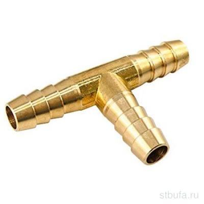 Штуцер тройник латунный для соединения шлангов (Т-образный) 6мм*6мм*6мм TIM (10/600)