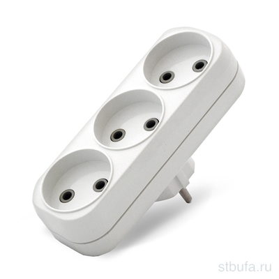 Разветвитель  UNIVersal  3гн. б/з плоский белый 10А 250В (еврослот), Universal