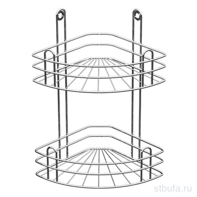 Полка для ванной угловая 2-х ярусная радиальная глуб. оц.